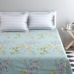 BSB HOME Kingston Collection Super King Size Bedsheets with 2 King Size Pillow Covers|Luxury Soft Sheets(3Pcs Set)|108X108 Inches,(Sky Blue&Pink,Cotton)-Kingston Premimum,160 TC