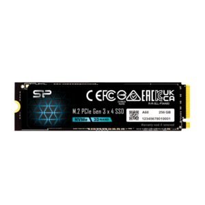 SP Silicon Power P34A60 256GB NVMe PCIe M.2 SSD, 3D NAND with SLC Cache, Up to 2200MB/s, M.2 2280 Internal Solid State Drive for Desktop Laptop PC Computer, pci_Express_x4