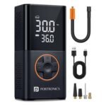 Portronics Vayu 3.0 tyre Inflator with 150 PSI Pressure, 4000 mAh Battery, Digital Display, Pressure Detection, Air Pump Compressor for Cars, Bikes, Bicycles & Balls(Black)