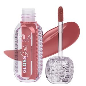 MILA BEAUTÉ Gloss Girl Lip Gloss|Enriched With Mango Seed Butter & Hyaluronic Acid |Light Weight & Non-Sticky Formula|Gives Fuller-Lip Effect & Extra Hydration | High Shine Finish-My Choice, 2.8 Ml
