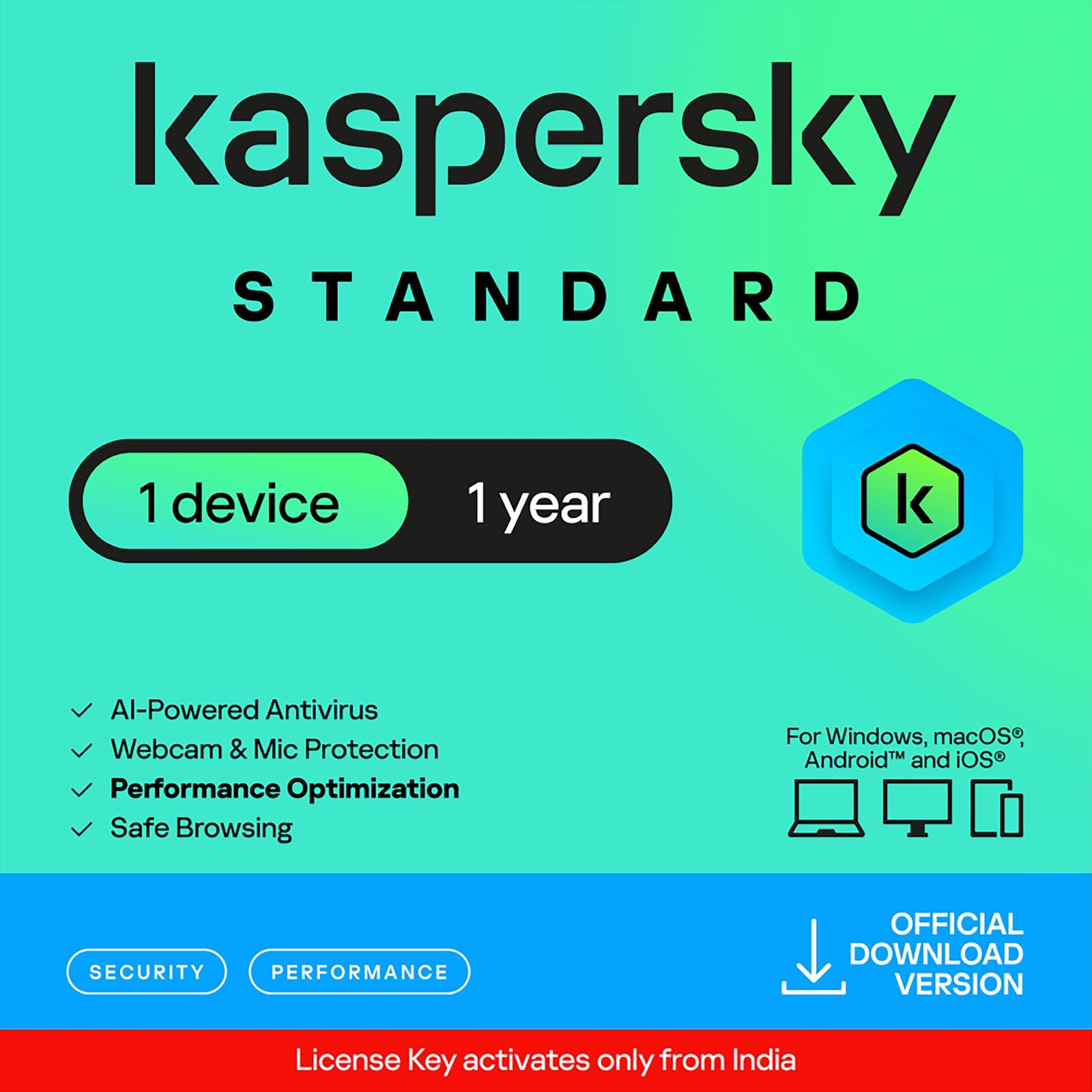 Kaspersky | Standard | 1 Device | 1 Year| Instant Delivery