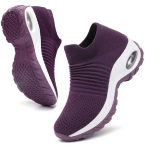 HKR Women’s Walking Shoes Arch Support Knit Upper Non Slip Shoes Breathable Lightweight for Plantar Fasciitis