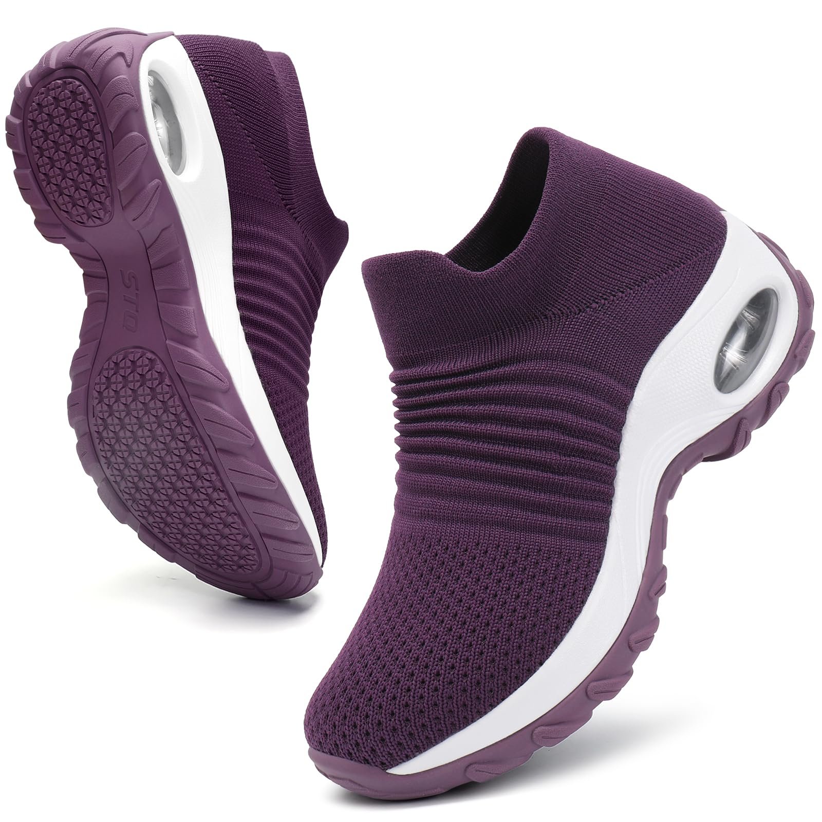 HKR Women’s Walking Shoes Arch Support Knit Upper Non Slip Shoes Breathable Lightweight for Plantar Fasciitis