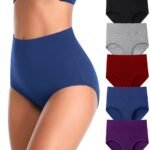 Women’s High Waist Cotton Underwear Soft Brief Panties Decorated with Lace Regular and Plus Size