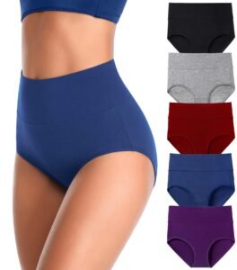 Women’s High Waist Cotton Underwear Soft Brief Panties Decorated with Lace Regular and Plus Size