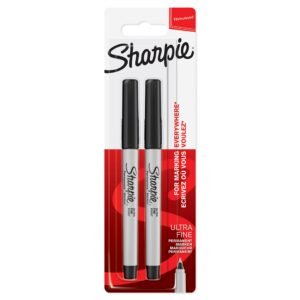 Sharpie Permanent Markers, Ultra-Fine Tip – Black, Pack of 2