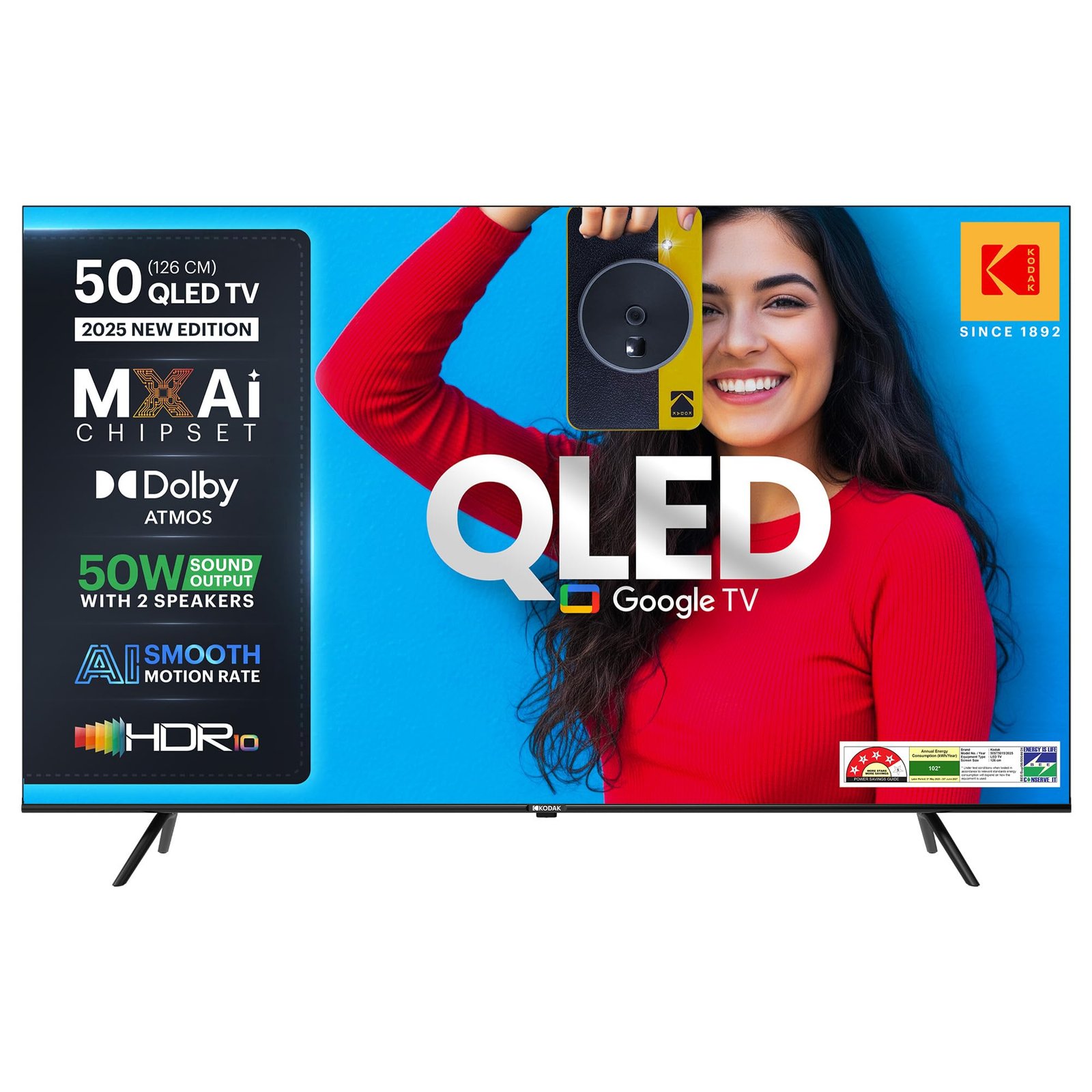 Kodak 126 cm (50 inches) Matrix 2025 Edition Ultra HD (4K) QLED Android Google TV 50ST5015 (Black)