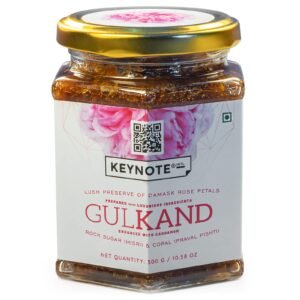 Keynote Gulkand | Export Grade | Sun Cooked | Damask Rose, Misri, Cardamom & Praval | Glass Jar 300 grams