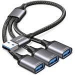 Verilux® USB Splitter 1 in 3 Out, 3-in-1 USB A to A Triple Port Connector