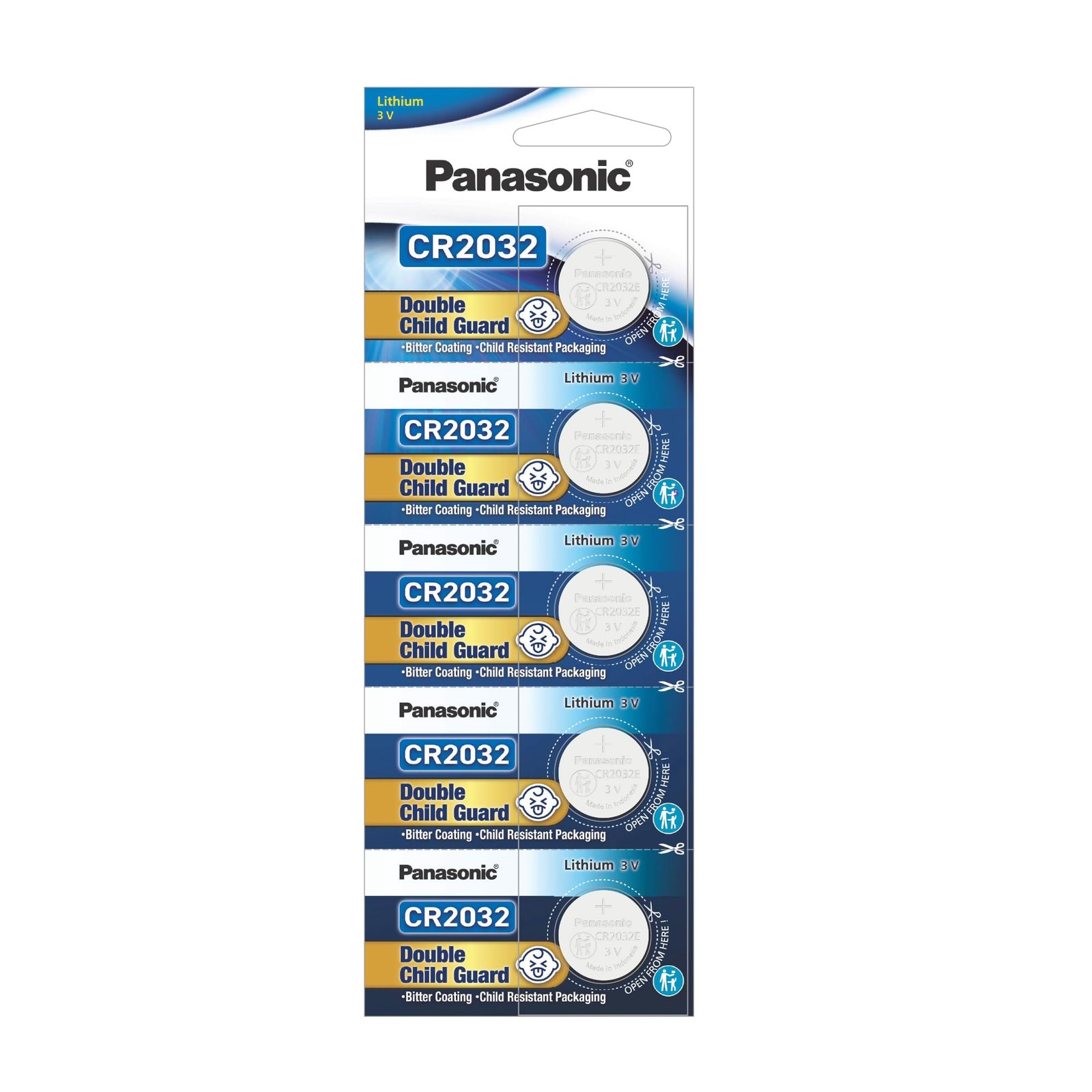 Panasonic CR-2032/5BE Lithium Coin Battery – Pack of 5