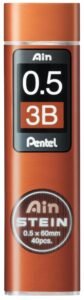 Pentel Mechanical Black Pencil Lead, Ain Stein, 0.5Mm, 3B (C275-3B)