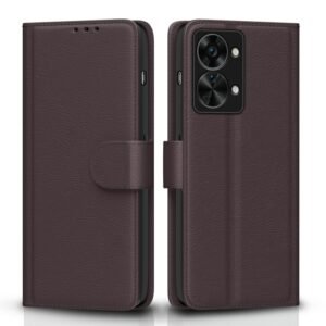 Pikkme Oneplus Nord 2T 5G Flip Case Leather Finish | Inside TPU with Card Pockets | Wallet Stand and Shock Proof | Magnetic Closing | Complete Protection Flip Cover for Oneplus Nord 2T 5G (Coffee)