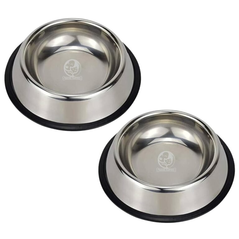 Foodie Puppies Stainless Steel Dog Bowl – (450ml, Pack of 2) Pet Feeder Water Food Bowl Non-Slip Puppy Dishes for Small Dogs, Cats, Kitten and Rabbit | Bowl with Anti-Skid Rubber Base