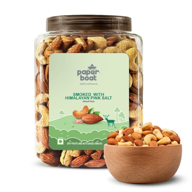 Paper Boat Premium Smoked and Roasted Nuts with Himalayan Pink Salt, Almonds & Cashews Mix, Reusable Dry Fruit Jar 1kg