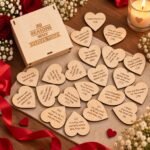 eCraftIndia Brown Wooden 20 Reasons Why I Love You Printed On Little Hearts Gift Box Valentine Gift for Girlfriend Boyfriend Husband Wife Her Him Valentines Day Gift | Valentine Day Decoration Items