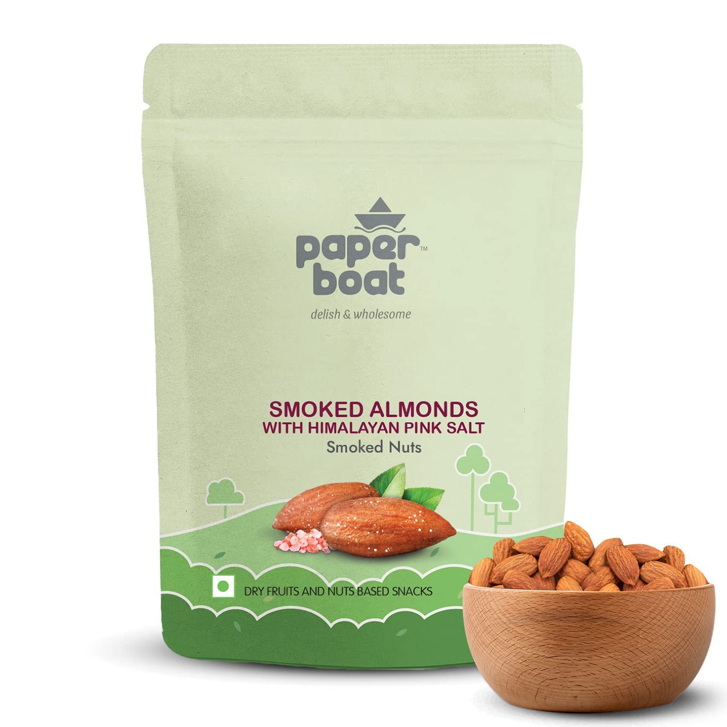 Paper Boat Premium Smoked and Roasted Almonds with Himalayan Pink Salt, Healthy Dry Fruit Snack, Pouch (200g)