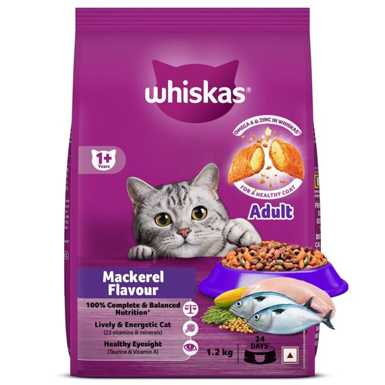 Whiskas Adult (1+ Years) Dry Cat Food, Mackerel Flavour, 1.2 kg