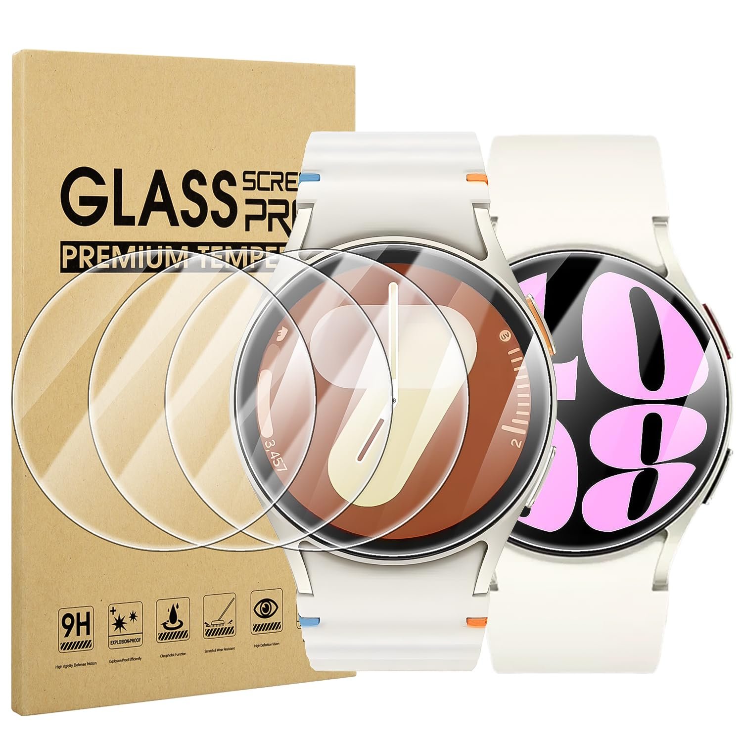 Suoman 4-Pack for Samsung Galaxy Watch 4 (40mm) Tempered Glass Screen Protector for Galaxy Watch 4 (40mm) Smartwatch [2.5D 9H Hardness] [Anti-Scratch]