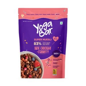 Yogabar Wholegrain Breakfast Muesli – Dark Chocolate and Cranberry, 700g (Super Saver Pack)