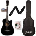 Juârez Smartchoice Acoustic Guitar Kit, JRZ38C/BK 38 Inch Cutaway, 038C with Bag, Strings, Pick and Strap, Black