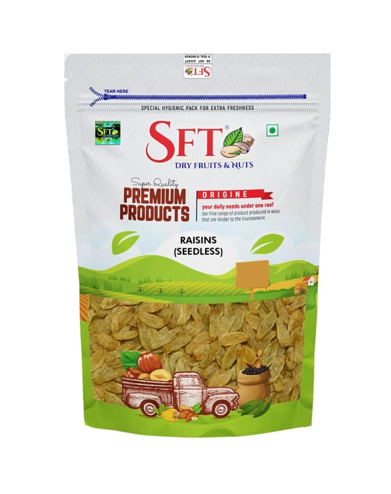 SFT Raisins | 1 Kg | Kismish | Premium Dried Grapes | Sweet Fruity Taste and Soft Chewy Texture | Natural Source of Antioxidants, Potassium & Fiber | Healthy Snack