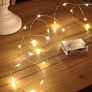 3-Meter Waterproof Copper Wire Fairy Lights, Battery-Powered with 30 Warm White LEDs for Diwali, Christmas, Valentine’s Day, and Decorations(Pack of 1)