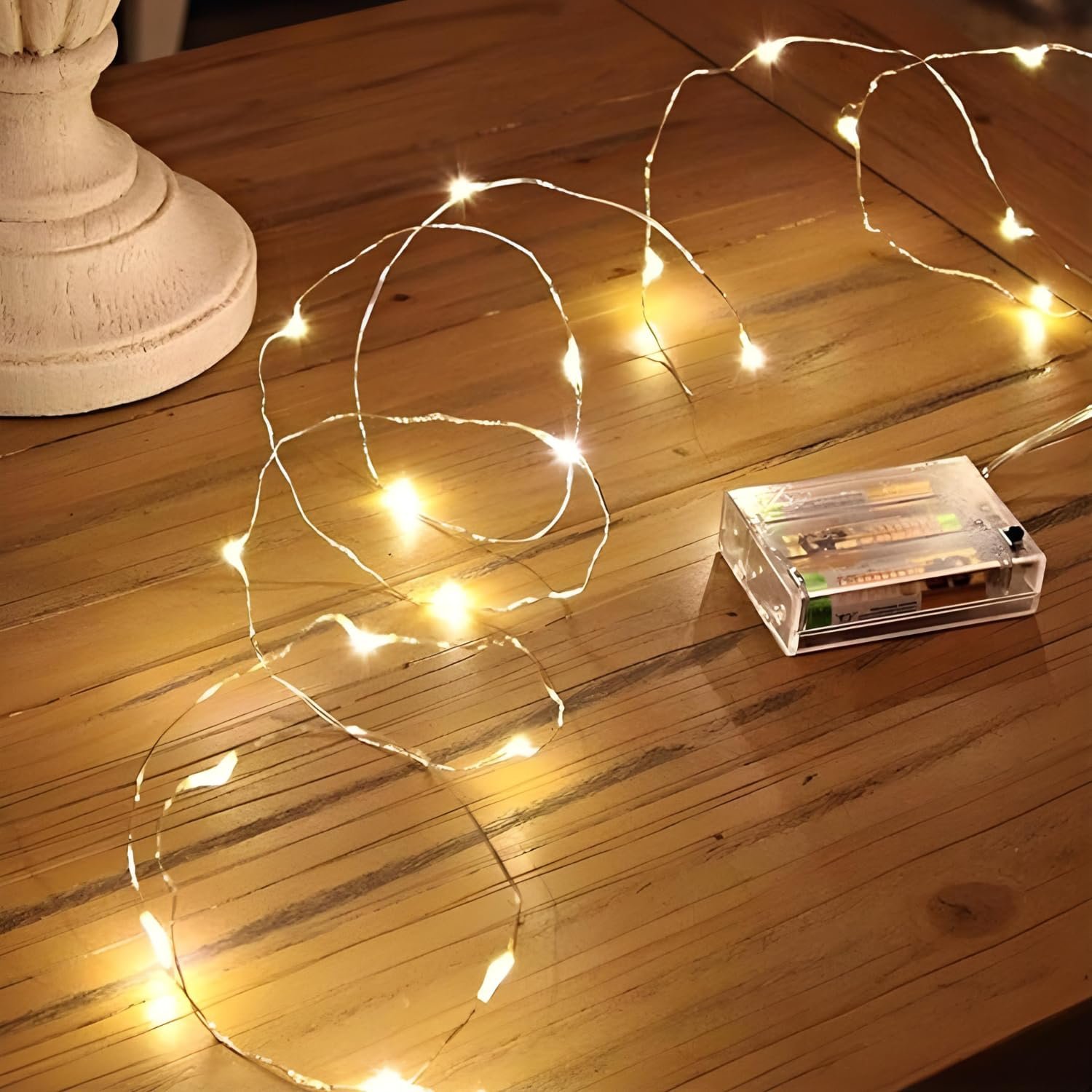 3-Meter Waterproof Copper Wire Fairy Lights, Battery-Powered with 30 Warm White LEDs for Diwali, Christmas, Valentine’s Day, and Decorations(Pack of 1)