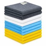 SOFTSPUN Microfiber Cleaning Cloths, 10pcs 40x40cms 220 GSM Multi-Colour! Highly Absorbent Lint and Streak Free Multi -Purpose Wash Cloth for Kitchen Window Stainless Steel Silverware.