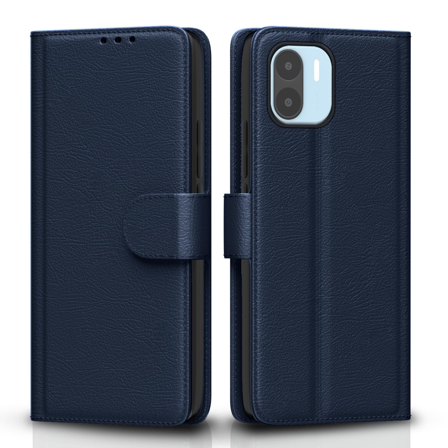 Pikkme Redmi A1 | Redmi A2 Flip Case Leather Finish | Inside TPU with Card Pockets | Wallet Stand and Shock Proof | Magnetic Closing | Complete Protection Flip Cover for Redmi A1 | Redmi A2 (Blue)