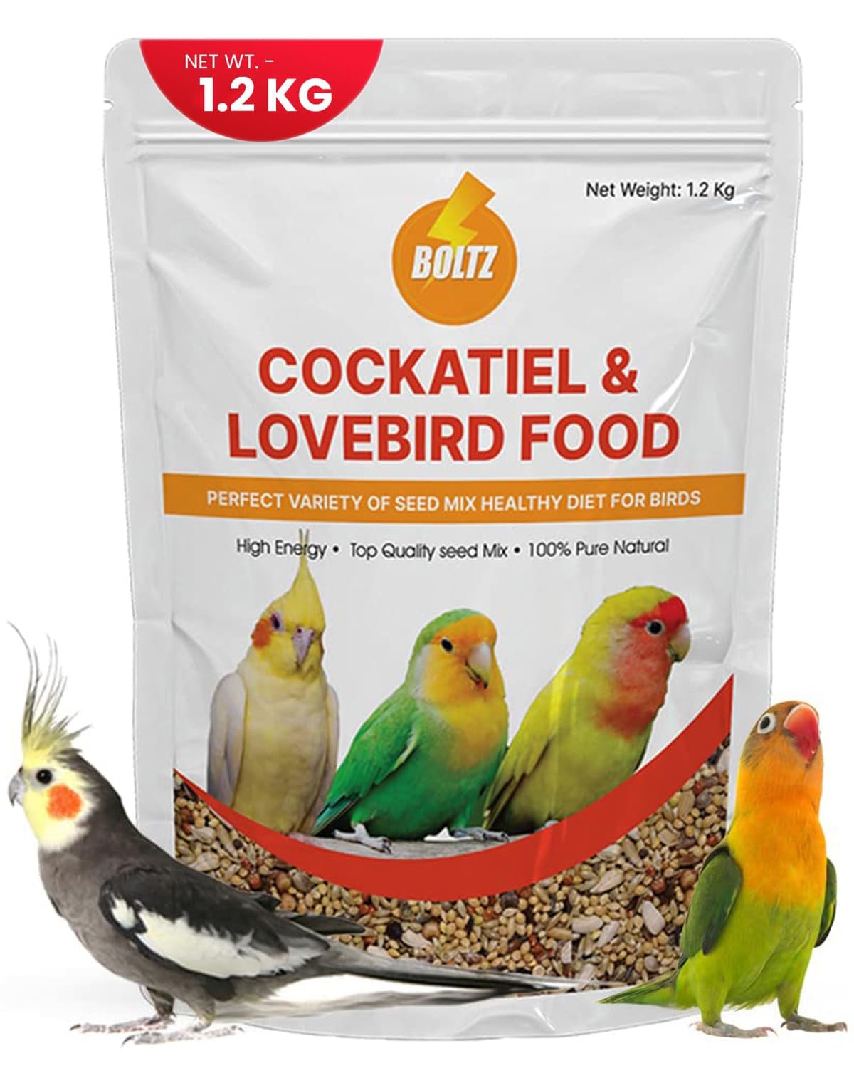 Boltz Adult Bird Food for Cockatiel & Lovebirds Mix Seeds, Canary Seed, Sunflower seed (1.2 KG)
