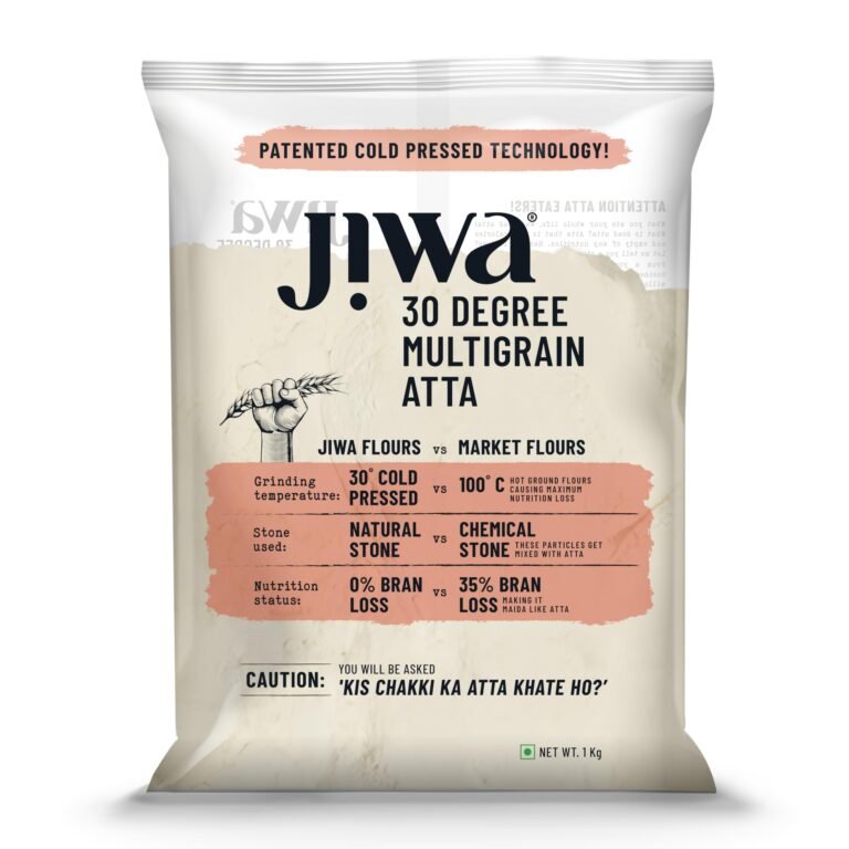 Jiwa 30 Degree Multigrain Flour / Atta | 1 Kg | Patented Cold Pressed Flour | Slow Ground | Sweet Taste And Aroma | Puffed Soft Rotis