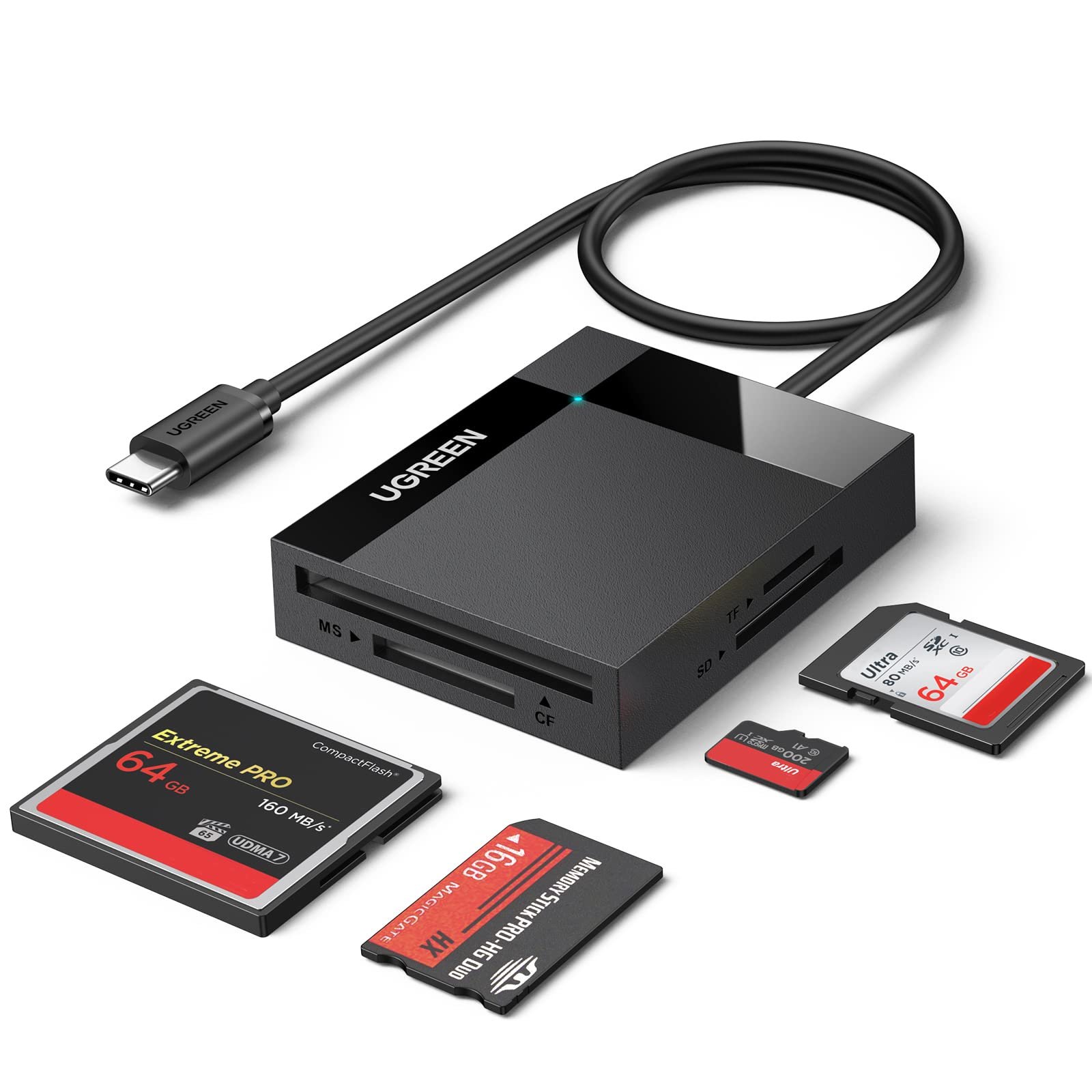 UGREEN Micro SD Card Reader 4 in 1 for SD TF CF MS Read Simultaneously