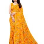SIRIL Women’s Floral Printed Georgette Saree with Unstitched Blouse Piece
