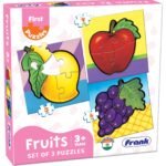 Frank Fruits – A Set of 3 Jigsaw Puzzle for Kids Above 3+ Years – Fun & Challenging Brain Booster Games – Educational Puzzle for Focus and Memory – 10209