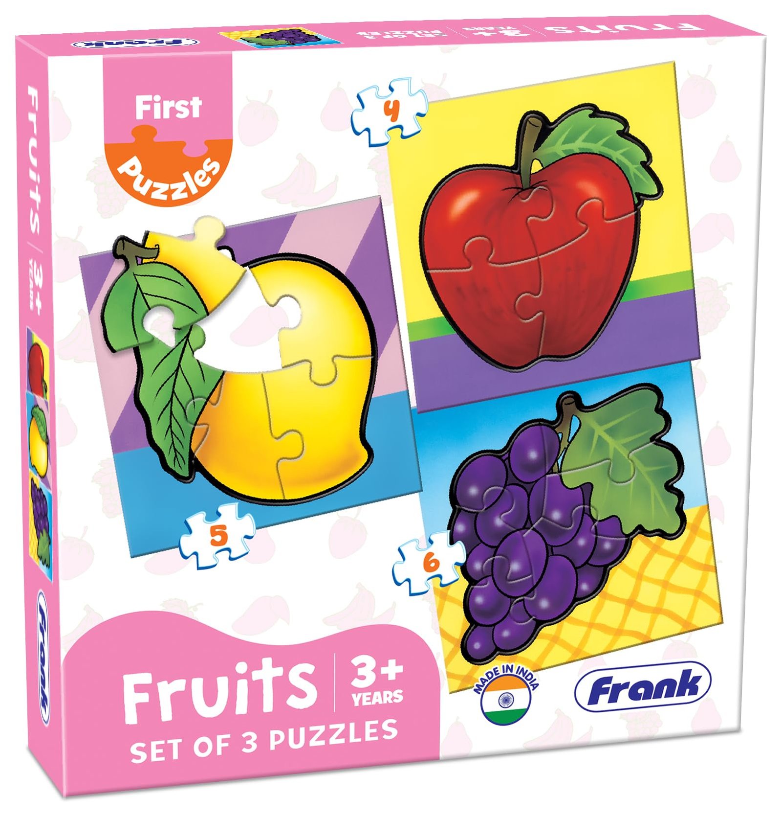 Frank Fruits – A Set of 3 Jigsaw Puzzle for Kids Above 3+ Years – Fun & Challenging Brain Booster Games – Educational Puzzle for Focus and Memory – 10209