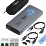 PiBOX India NVME M2 Enclosure Fan, SSD Enclosure – USB 3.2 10Gbps, Tool-Free M.2 NVMe Case, PCI-E NVMe Reader, USB-C, Supports M & B&M Keys, 2230/2242