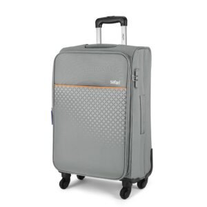 Safari Prisma Neo 77Cm Large Checkin Trolley Bag Polyester Expandable Soft Luggage, 4 Wheels 360 Degree Wheeling, Travel Bag, Suitcase for Travel, Trolley Bags for Travel Large Size, Grey