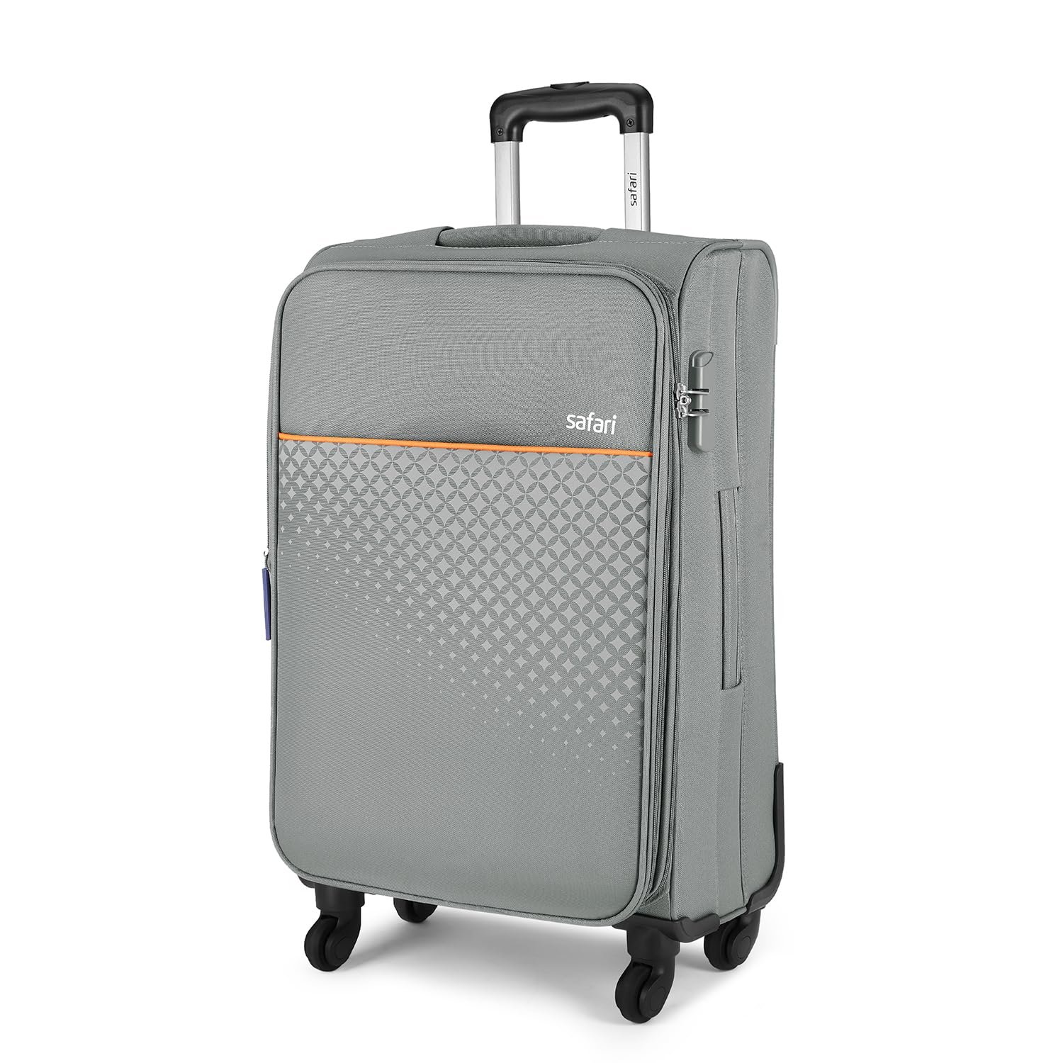 Safari Prisma Neo 77Cm Large Checkin Trolley Bag Polyester Expandable Soft Luggage, 4 Wheels 360 Degree Wheeling, Travel Bag, Suitcase for Travel, Trolley Bags for Travel Large Size, Grey