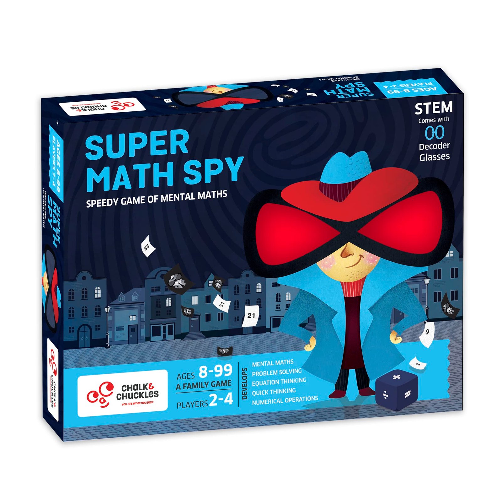 Chalk and Chuckles Super Math Spy Board Game for Kids Age 8-12, Educational Brain Games for Kids 10+ Years, Gift for Boys, Girls 9, 10, 11 Years, STEM Toys