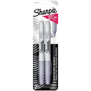 Sharpie Metallic Fine Point Permanent Markers, 2 Silver Markers (39108PP)