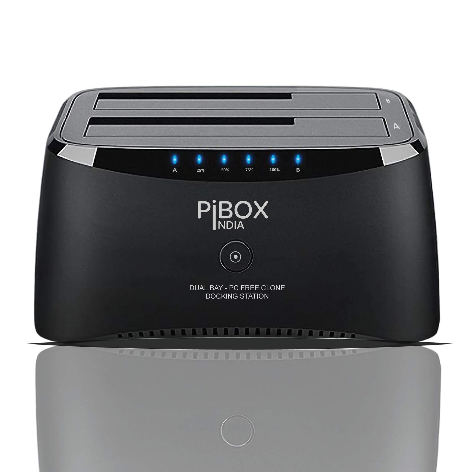 PiBOX India, Dual Bay USB 3.0 to SATA I, II, III Hard Drive Docking Station Upto 12TB for 2.5 or 3.5in HDD, SSD with Hard Drive Duplicator Offline Clone and Auto Sleep and UASP – Top-Loading Design