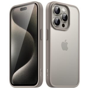 JETech Matte Case for iPhone 15 Pro Max, Natural Titanium