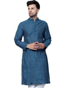 LATEST CHIKAN Men’s Cotton Regular Textured Long Kurta Full Sleeves – Casual Ethnic Wear