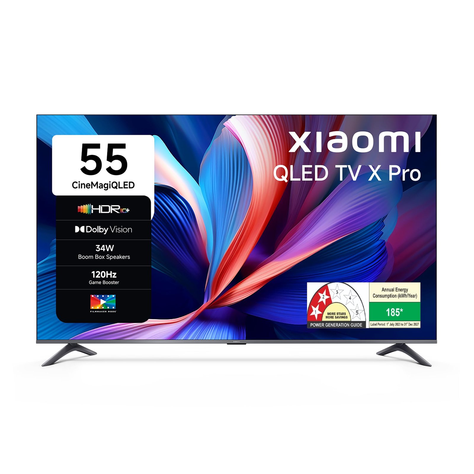 Xiaomi (139 cm) 55 inch X Pro 4K QLED | Dolby Vision & HDR10+| 34W Boom Box Speakers| 120Hz Game Booster| Gemini AI| Google TV | L55MB-APIN