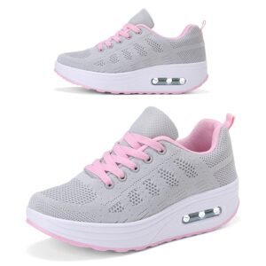RUIDENG Platform Sneakers for Women Air Cushion | Walking Shoes Women Comfortable All Day | Thick Rocker Bottom
