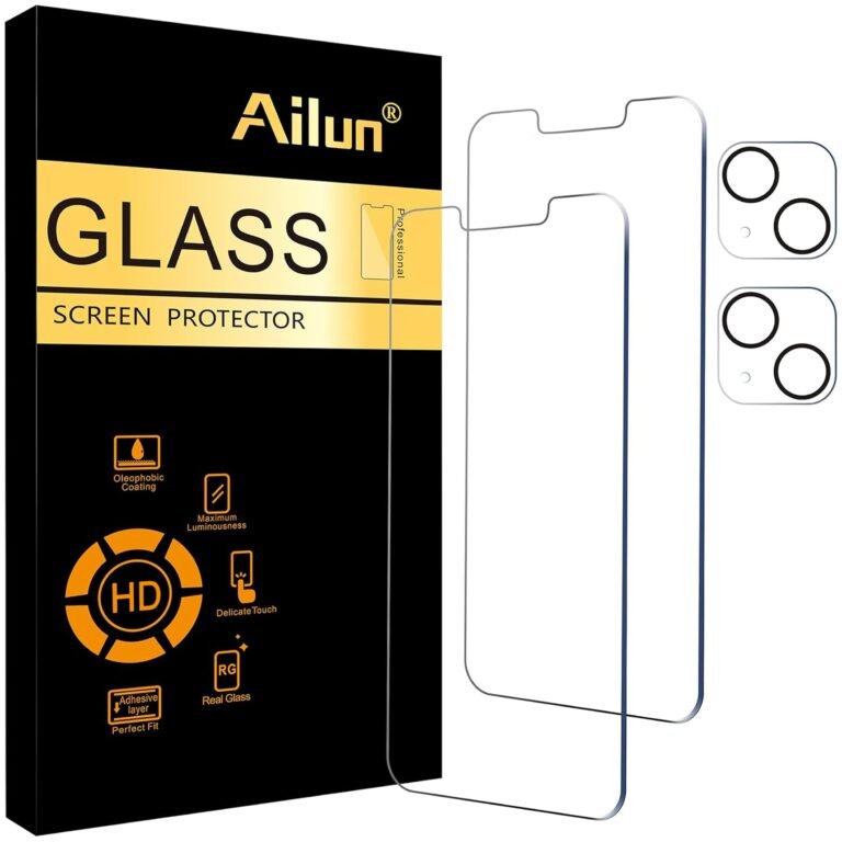 Ailun 2 Pack Screen Protector for iPhone 13 [6.1 inch Display] with 2 Pack Tempered Glass Camera Lens Protector,[9H Hardness]-HD