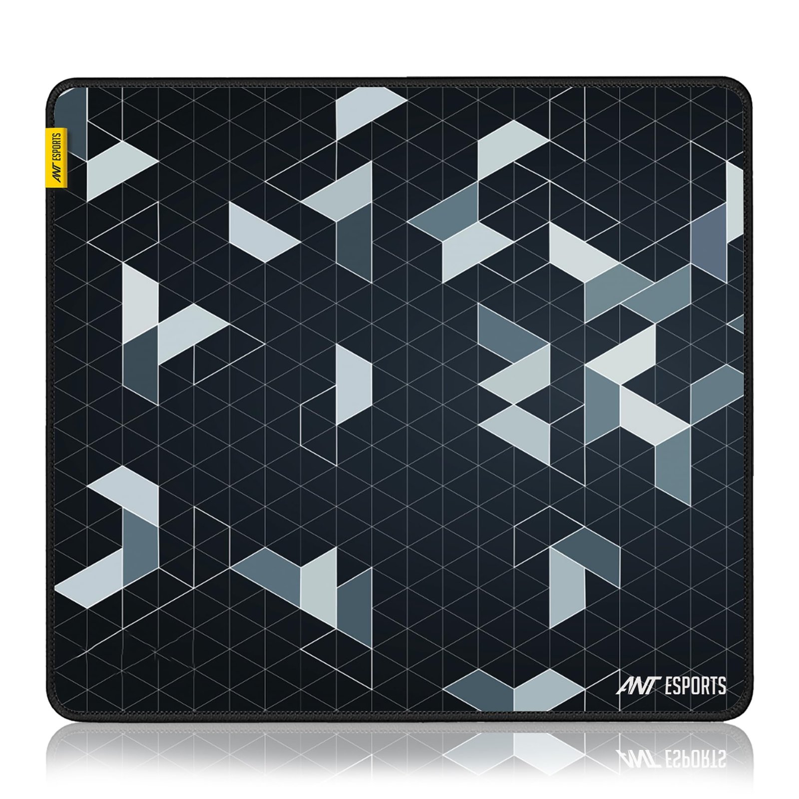 Ant Esports Prism Mouse Pad with Anti-fray Stitching, Waterproof Surface & Non-Slip Rubber Base with Stitched Edges Gaming Mouse Mat for Laptop, Compatible with Laser and Optical Mice – Black
