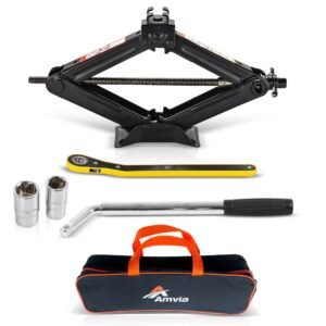 Car Jack Kit | Scissor Jack for Car 1.5 Ton (3,300 lbs) – Tire Jack Tool Kit | Portable, Ideal for SUV and Auto – Universal Kit with Lug Wrench | Heavy Duty Material
