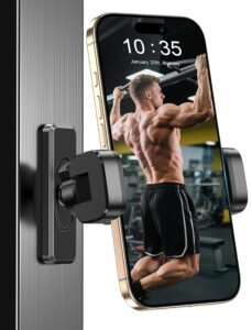 OQTIQ SUCGLES Gym Magnetic Phone Holder, 360° Adjustable Strong Magnetic Mobile Mount, Tripod & Fill Light Compatible, Universal Workout Phone Holder for Gym Equipment, Fitness & All Smartphones