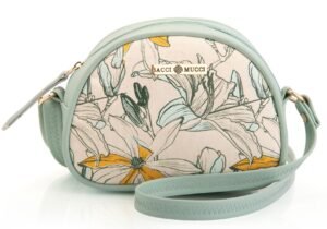 SACCI MUCCI Women’s Rainbow Sling Bag Handmade Bags for Females – 100% Vegan Leather and Coated Duck canvas Fabric Lightweight and Durable